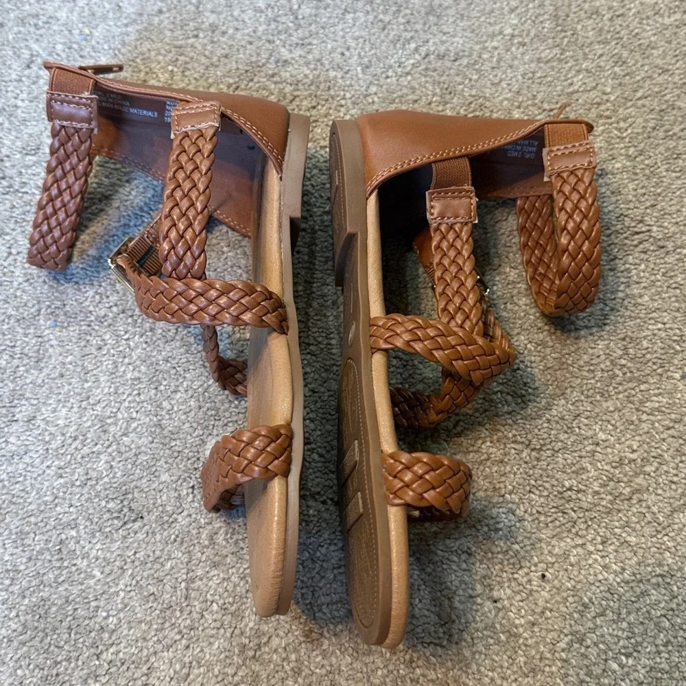 Sonoma Brown Braided Gladiator Zipper Back Sandals Size 2